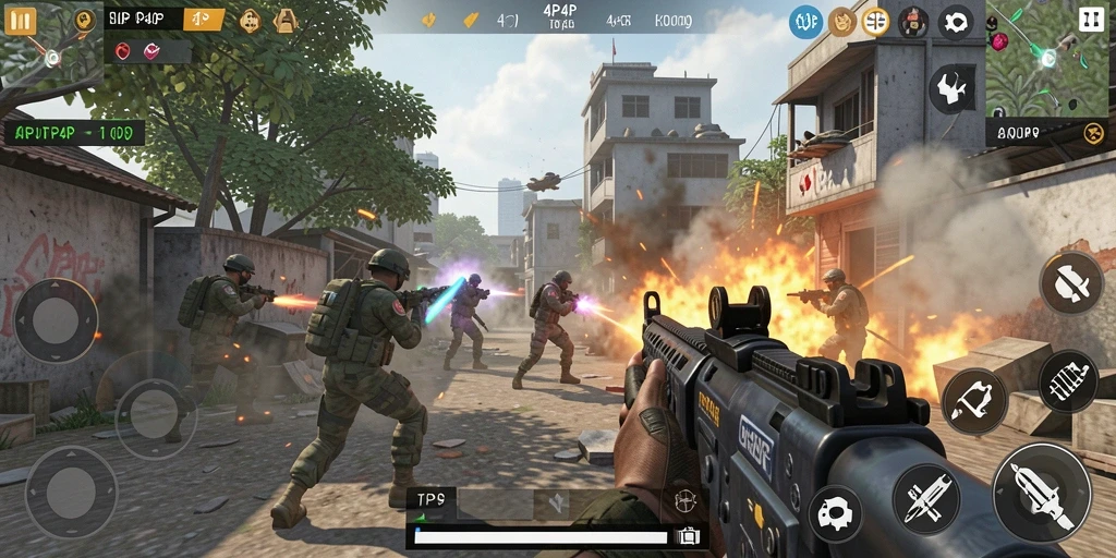 Gameplay seru dalam 4P4P yang penuh aksi dan strategi.