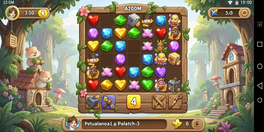 Tampilan gameplay A200M yang menarik dalam mencocokkan permata.
