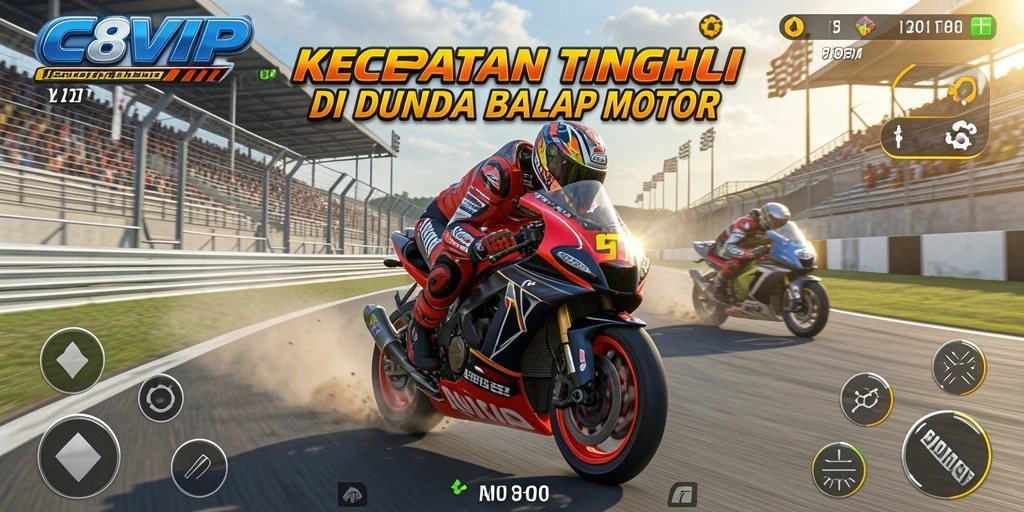 Gameplay C8VIP yang menegangkan dan penuh aksi balap motor.