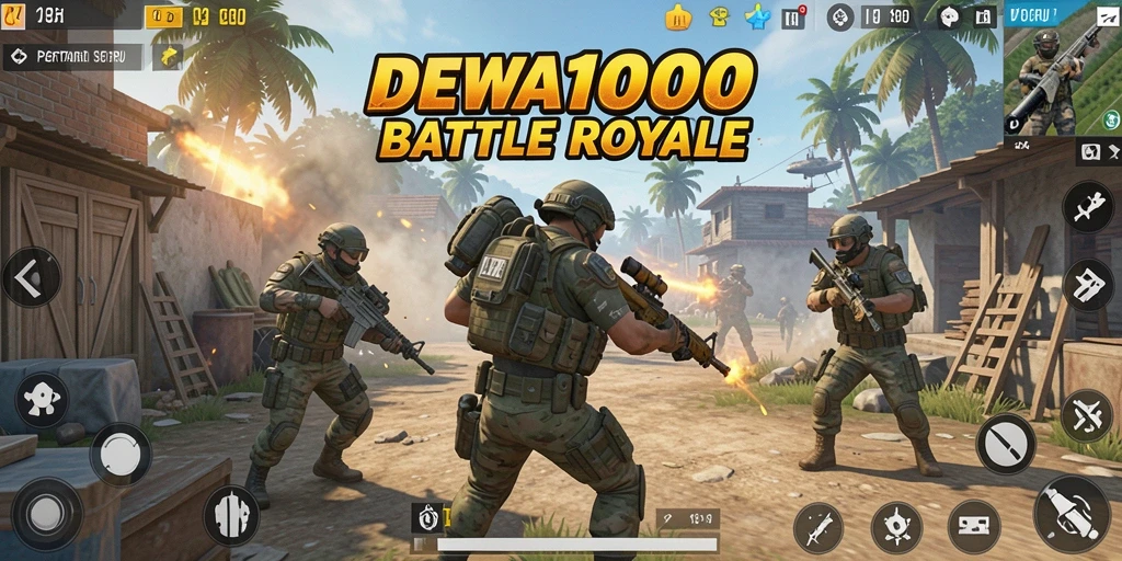 Gameplay seru DEWA1000 dalam aksi pertarungan Battle Royale.
