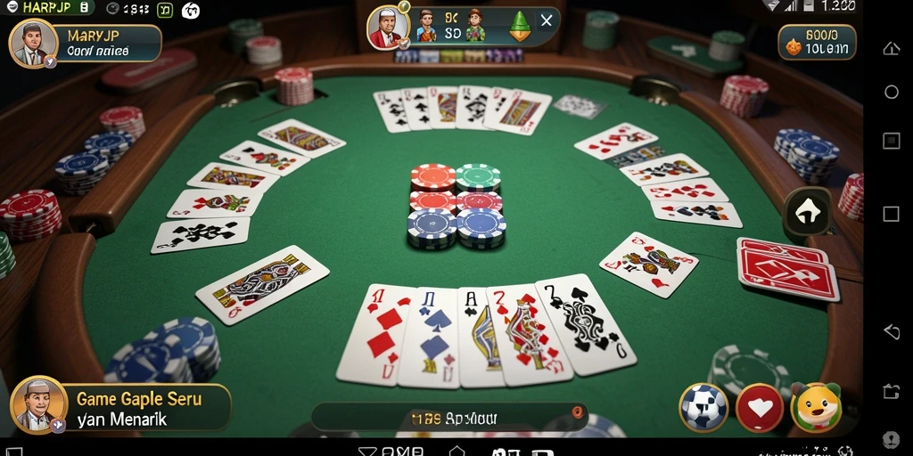 Tampilan gameplay HARAPJP yang menampilkan kartu Gaple di meja.