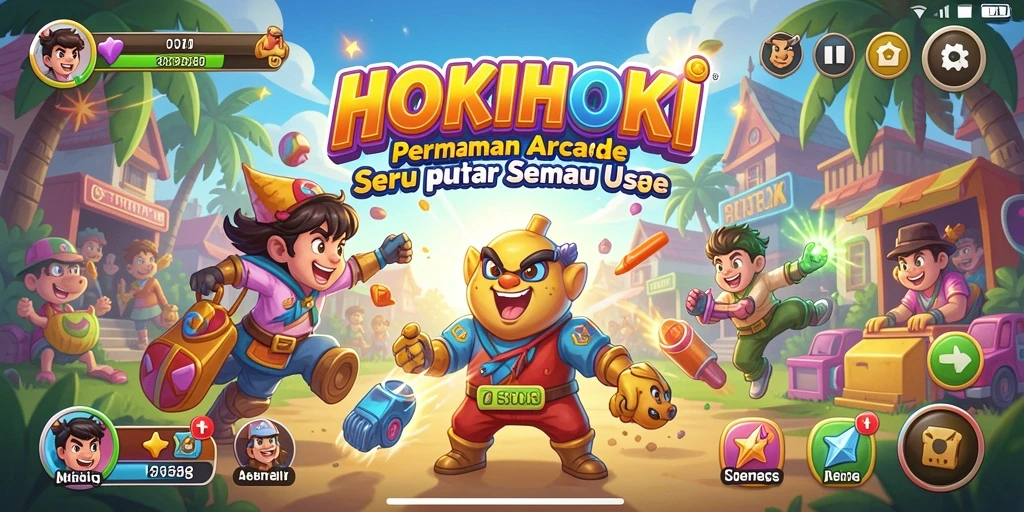 Screenshot HOKIHOKI menampilkan momen seru dalam gameplay Arcade.