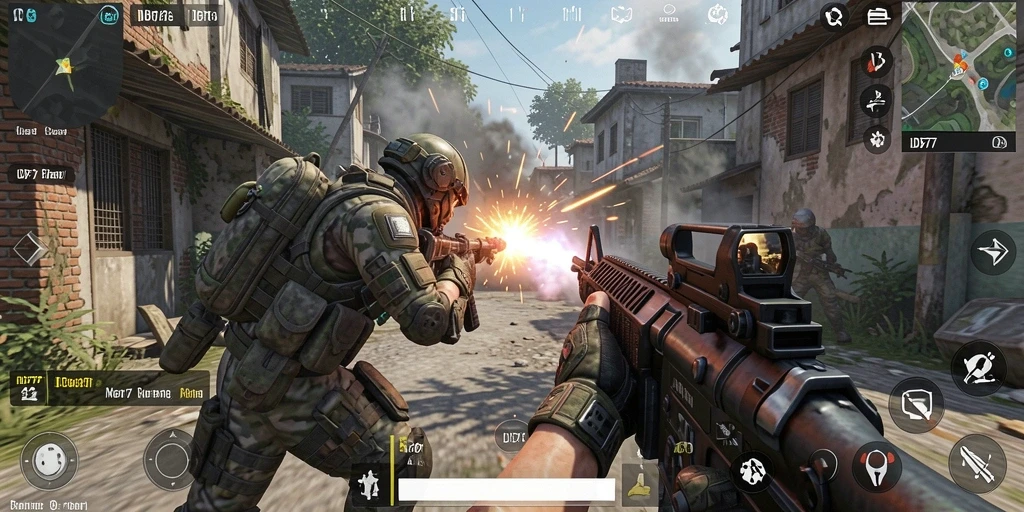 Tampilan gameplay <strong>IDR77</strong> yang menegangkan dalam aksi FPS.