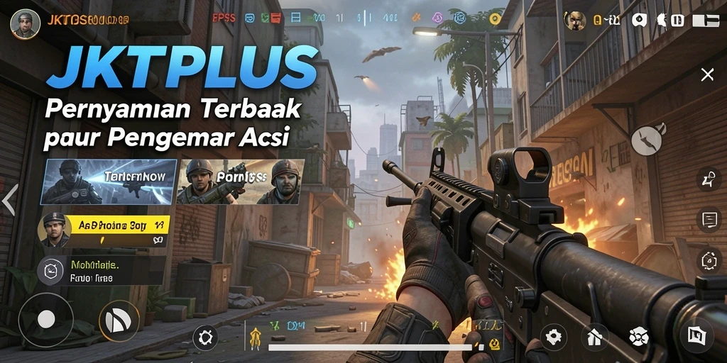 Screenshot gameplay JKTPLUS menampilkan aksi tembak-menembak yang mendebarkan.