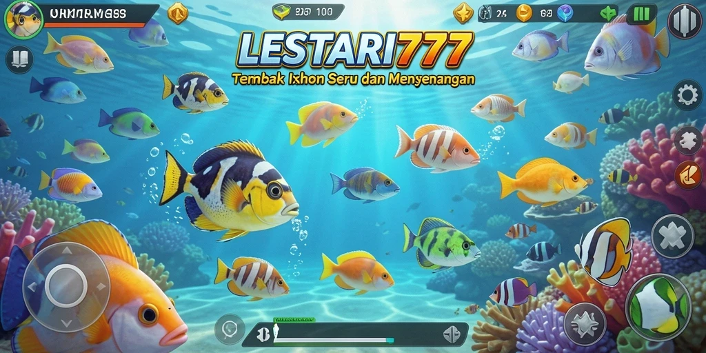 Tampilan gameplay seru LESTARI777 saat menembak ikan.