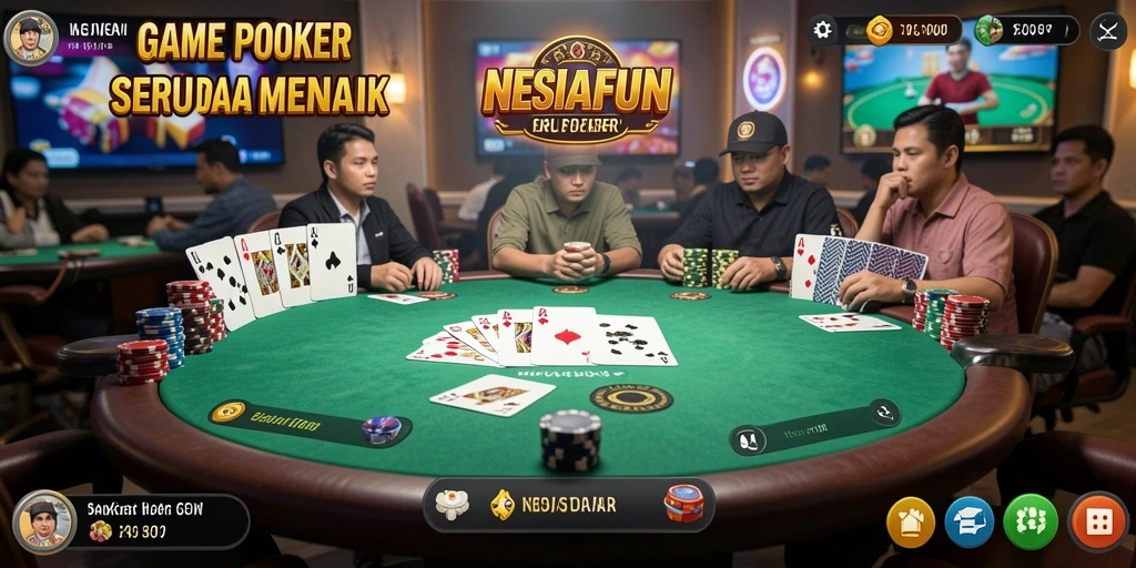 Tangkapan layar dari gameplay <strong>NESIAFUN</strong> yang mendebarkan dan penuh strategi Poker.