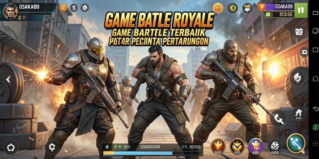 Tangkapan layar OSAKA88 menampilkan aksi pertarungan mendebarkan dalam Battle Royale.