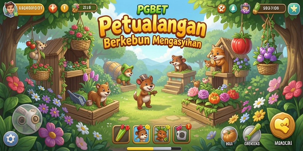 Tampilan gameplay PGBET dengan ladang yang subur dan beragam tanaman.