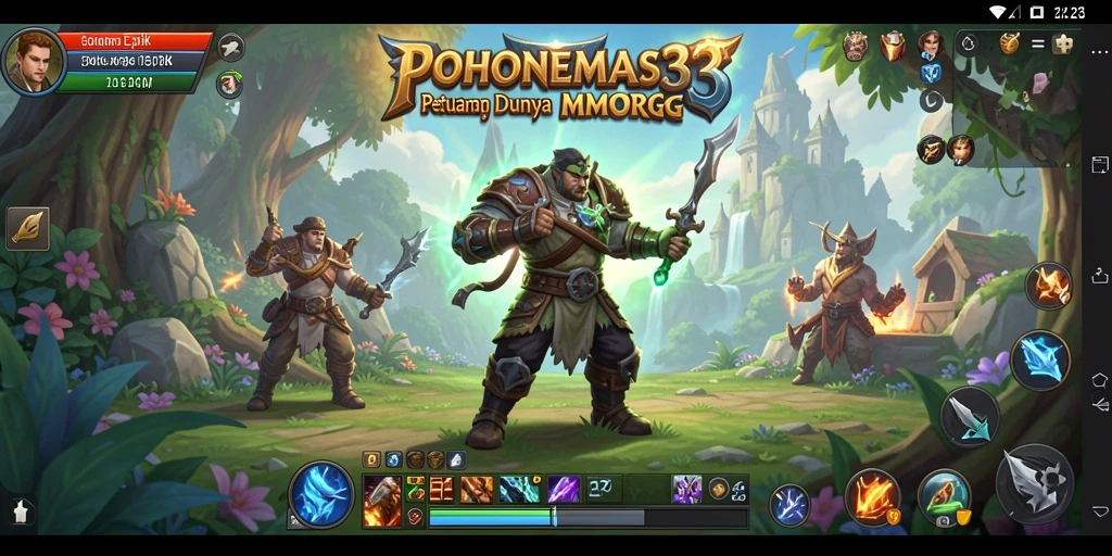 Tangkapan layar gameplay <strong>POHONEMAS33</strong> menampilkan pertarungan seru dan eksplorasi dunia fantasi.
