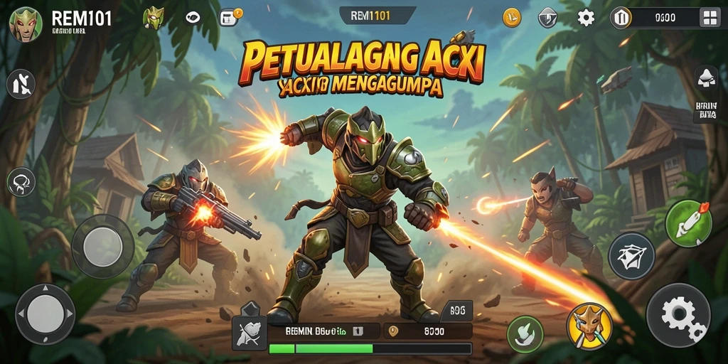Tampilan seru gameplay aksi di REMI101 dengan karakter beraksi.
