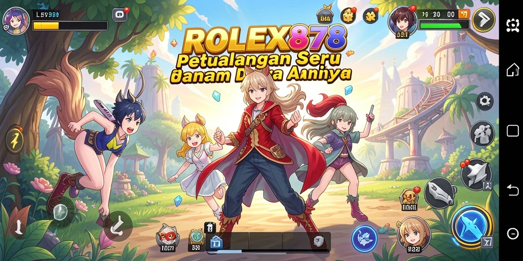 Screenshot utama ROLEX878 menunjukkan pertarungan seru dalam gaya anime.