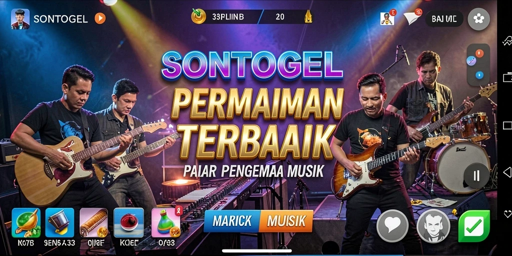 Tampilan gameplay SONTOGEL yang memukau dengan berbagai lagu.