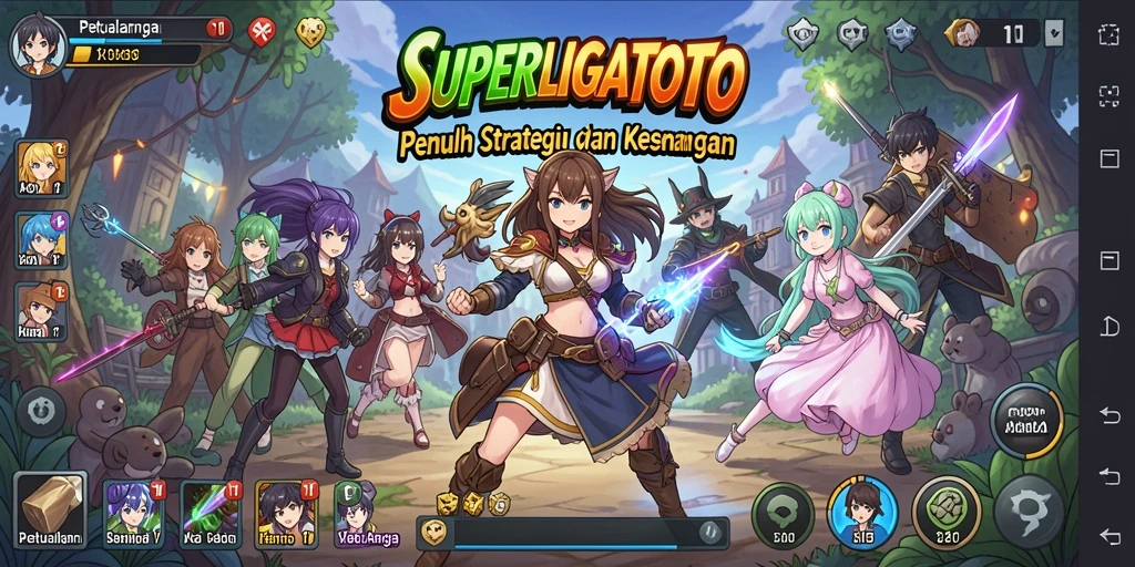 Tangkapan layar SUPERLIGATOTO menunjukkan aksi pertarungan karakter anime yang menawan.