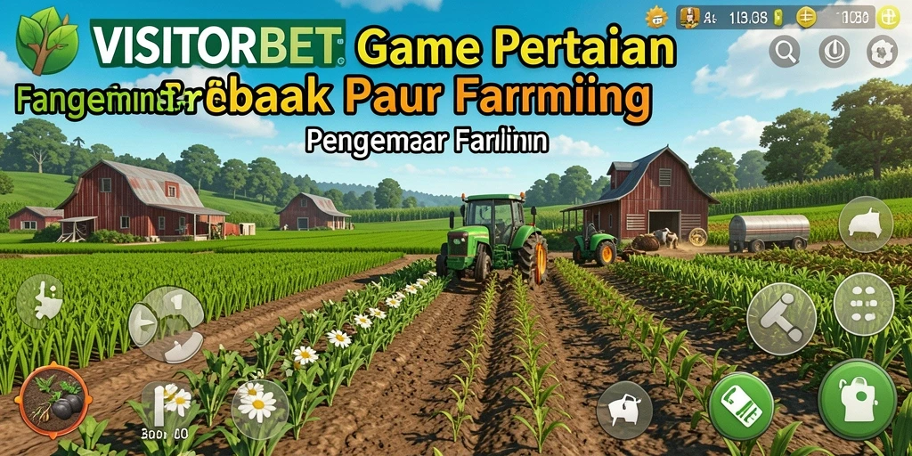 Tangkapan layar gameplay VISITORBET yang menunjukkan keseruan bertani.