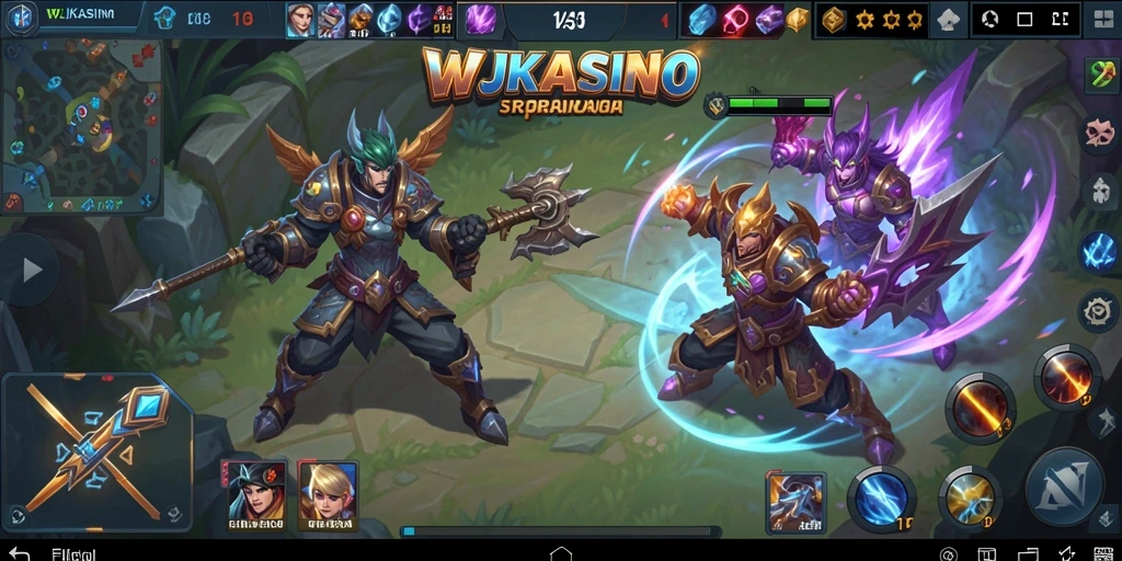 Tampilan seru dari pertempuran WJKASINO dalam gameplay MOBA.