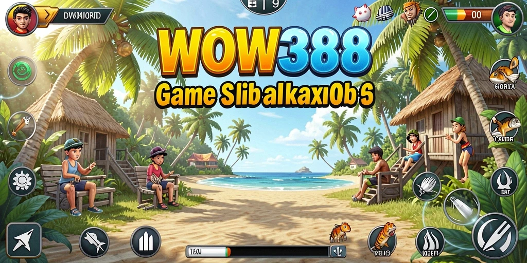Tangkapan layar WOW388 menampilkan gameplay santai dan penuh warna.